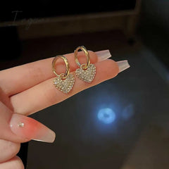 Ingvn - New Heart Zircon Hoop Earrings for Women Gold Plated Stainless Steel Drop Earrings 2023 Trend Luxury Wedding Part Jewelry Gift