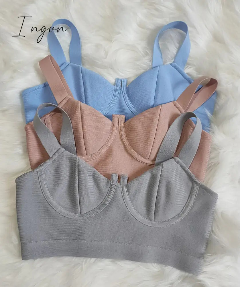 Ingvn - Summer New Women's Fashion Sexy Bandage 2 Two-piece Set Sleeveless Tight Short Top &  High Waist Flared Trousers Pants Set
