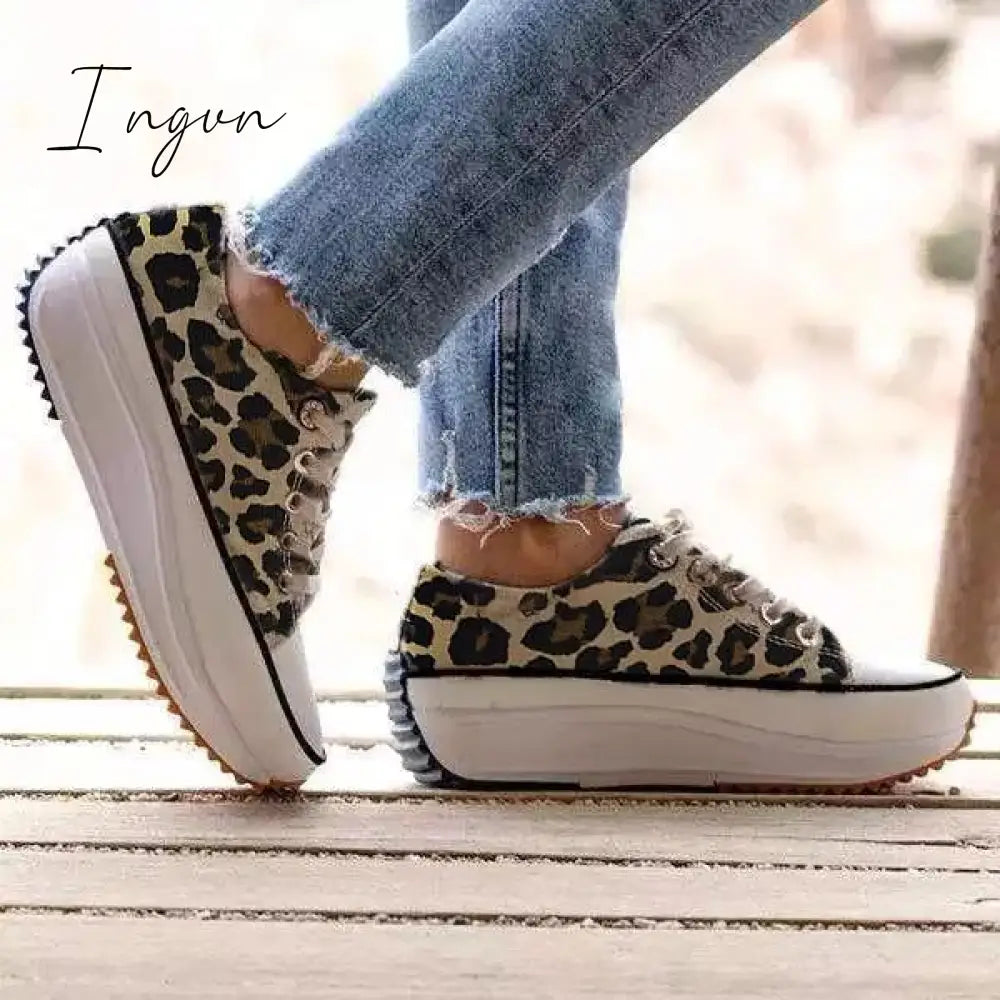 Ingvn - Daily Lace Up Non-Slip Platform Sneakers
