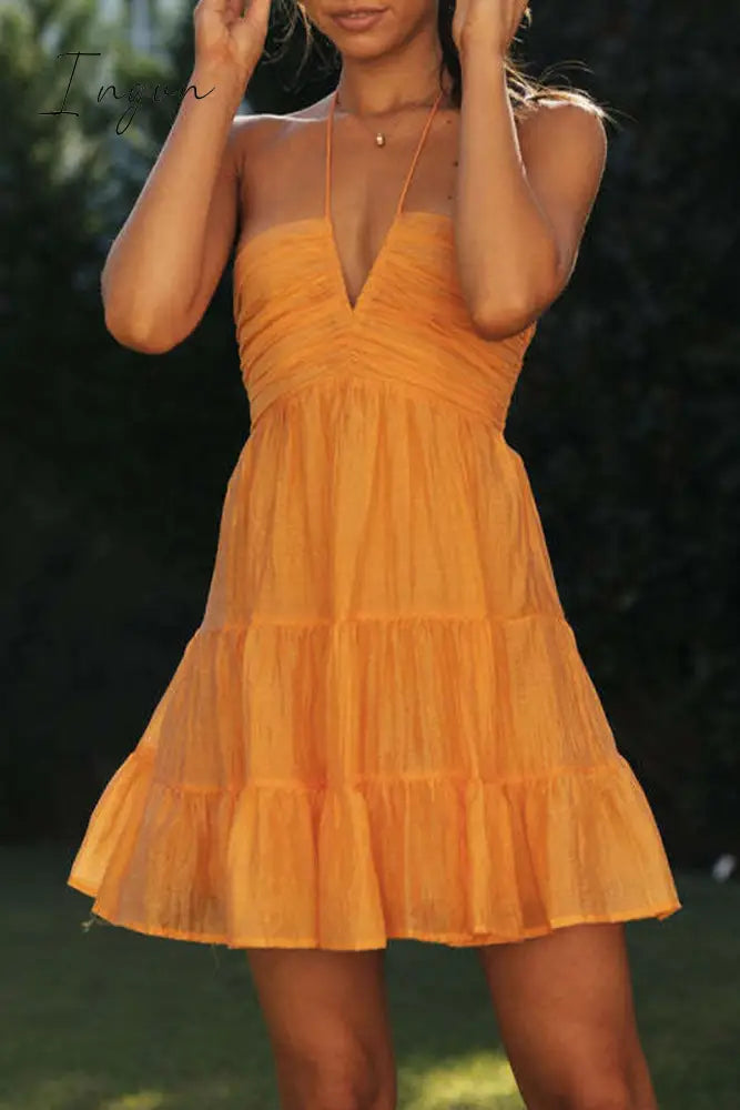 Ingvn - Sexy Solid Halter Sleeveless Dress Dresses
