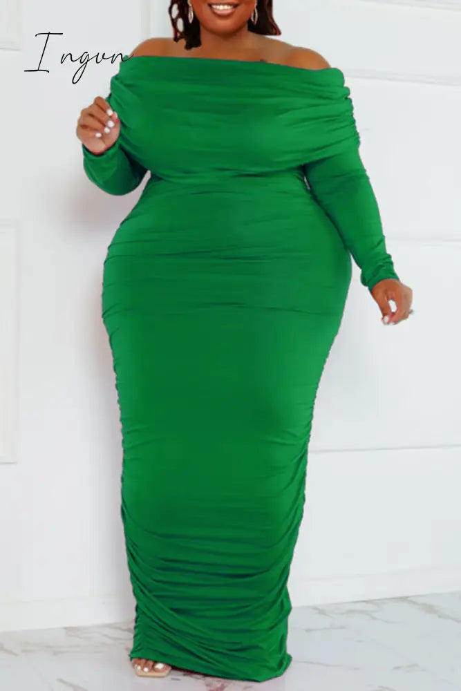 Ingvn - Rose Red Sexy Street Solid Patchwork Hooded Collar Wrapped Skirt Plus Size Dresses