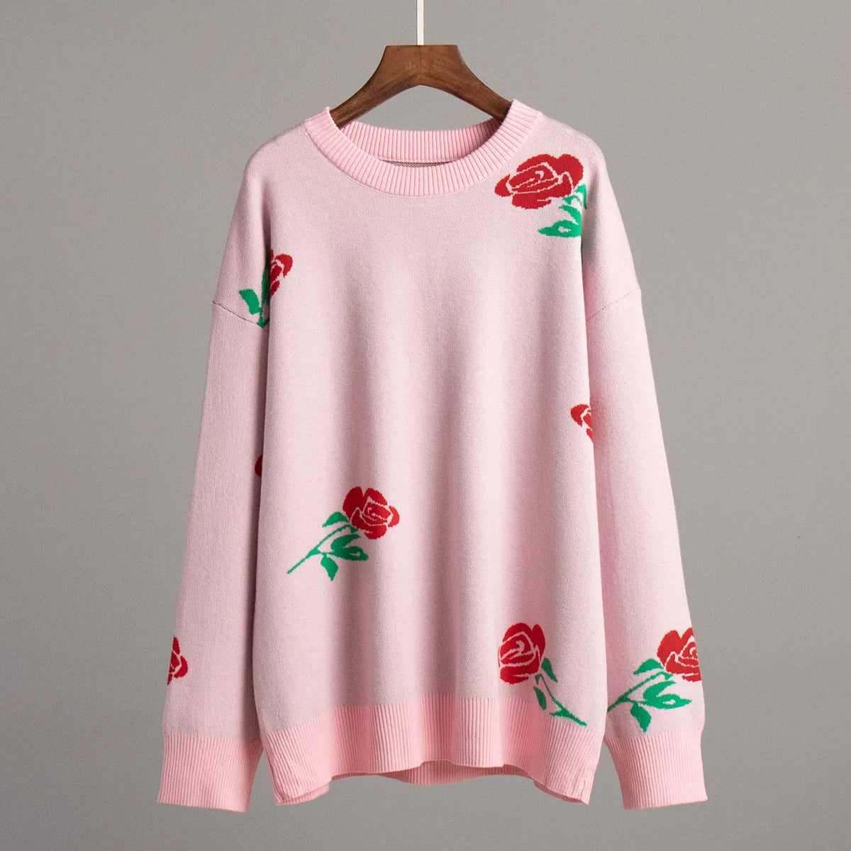 Ingvn  Flower Print Fashion Sweater Women's  Casual Loose Female Knitted Top Winter Thick Warm Oversized Knitted Pullover