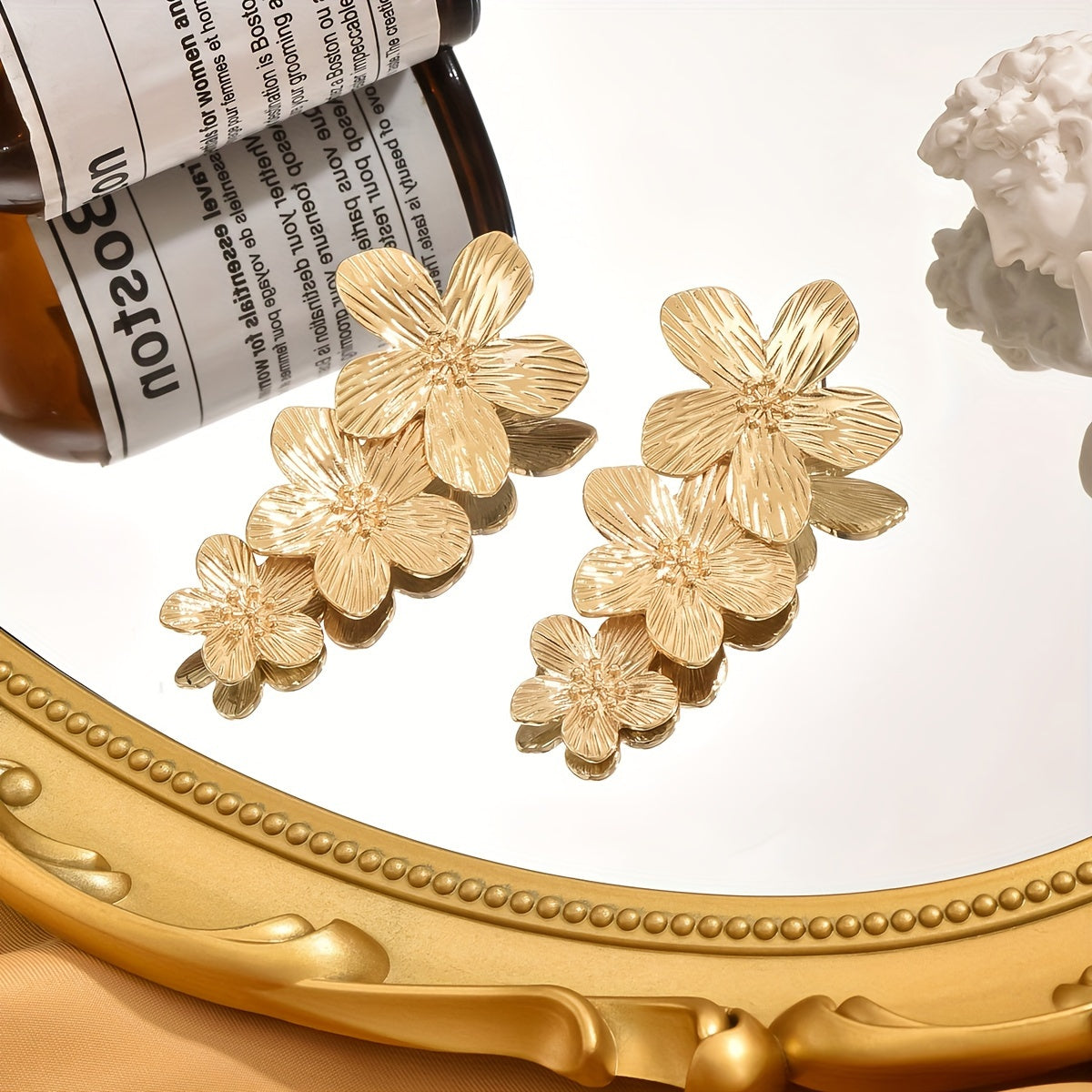 1 Pair Of Dangle Earrings Golden Flower Tassel Design Symbol Of Beauty And Elegance Match Daily Outfits Evening Party Decor