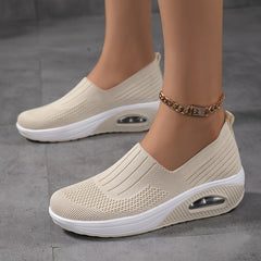 Fashionable Womens Knit Sneakers - Ultra-Comfortable Air Cushion Platform - Lightweight Slip-on Design - Perfect for Outdoor Walking & Daily Wear - Durable Footwear