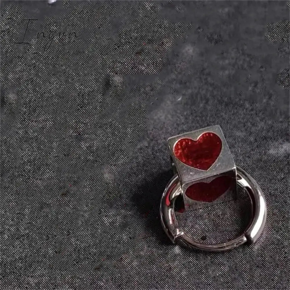 Korean Fashion Women Red Heart Hoop Earrings for Gothic Punk Hip Hop Female Piercing Dangle Earrings Party Aesthetic Jewelry