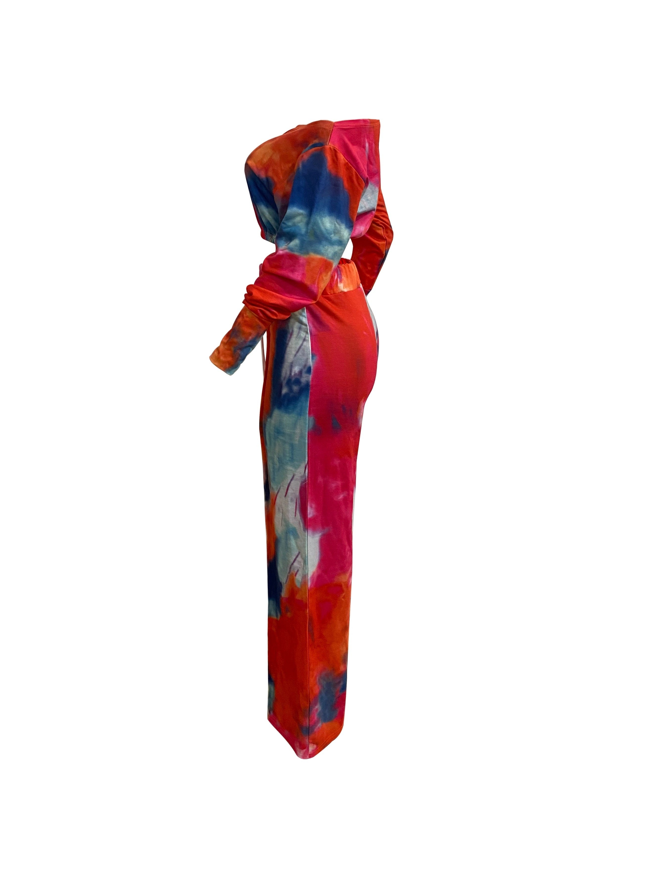 Two-piece Set, Long Sleeve Crop Top & Drawstring Wide Leg Pants Outfits, Casual Tie Dye Women's Clothing