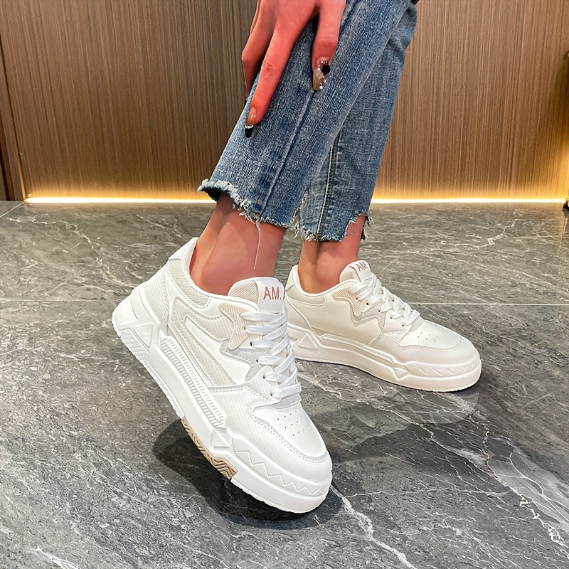 Women's Platform Sneakers, Casual Lace Up Outdoor Shoes, Comfortable Low Top Skate Shoes plus size