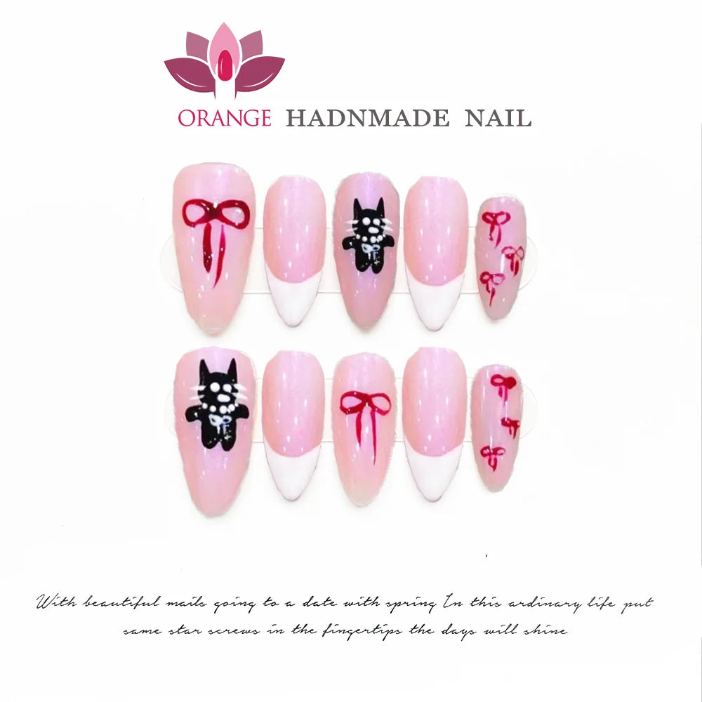 Handmade New Press On Nails Blue Baroque Premium Temperament Reusable Fake Nails Artificial Manicuree Wearable Orange Nail Store