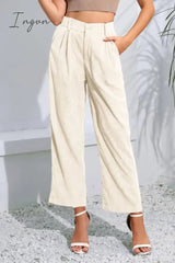 Ingvn - Buttoned  Straight Hem Long Pants