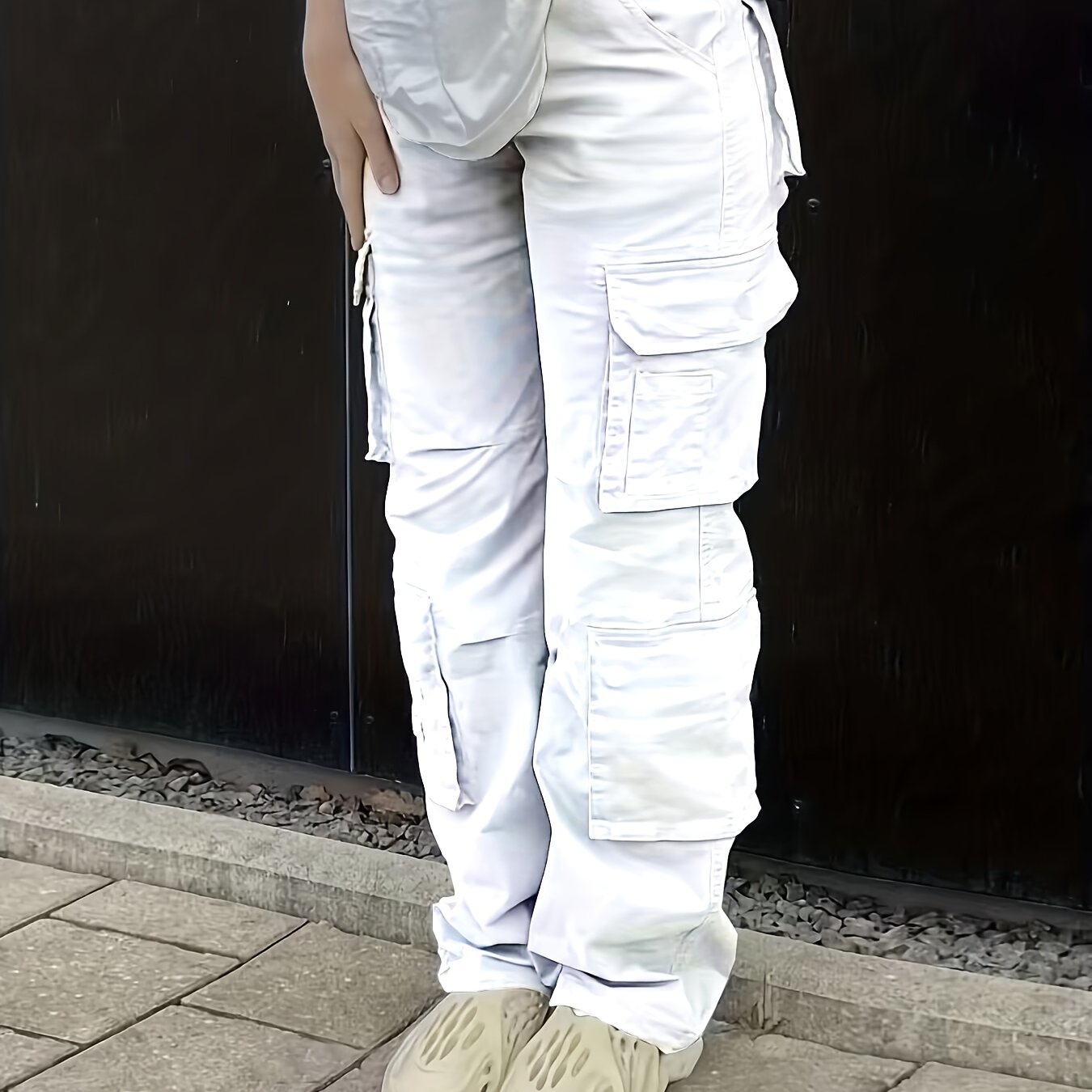 Vintage High Waist Denim Cargo Pants for Women | Breathable & Comfort-Fit with Pockets | Casual Chic, Machine-Washable Jeans