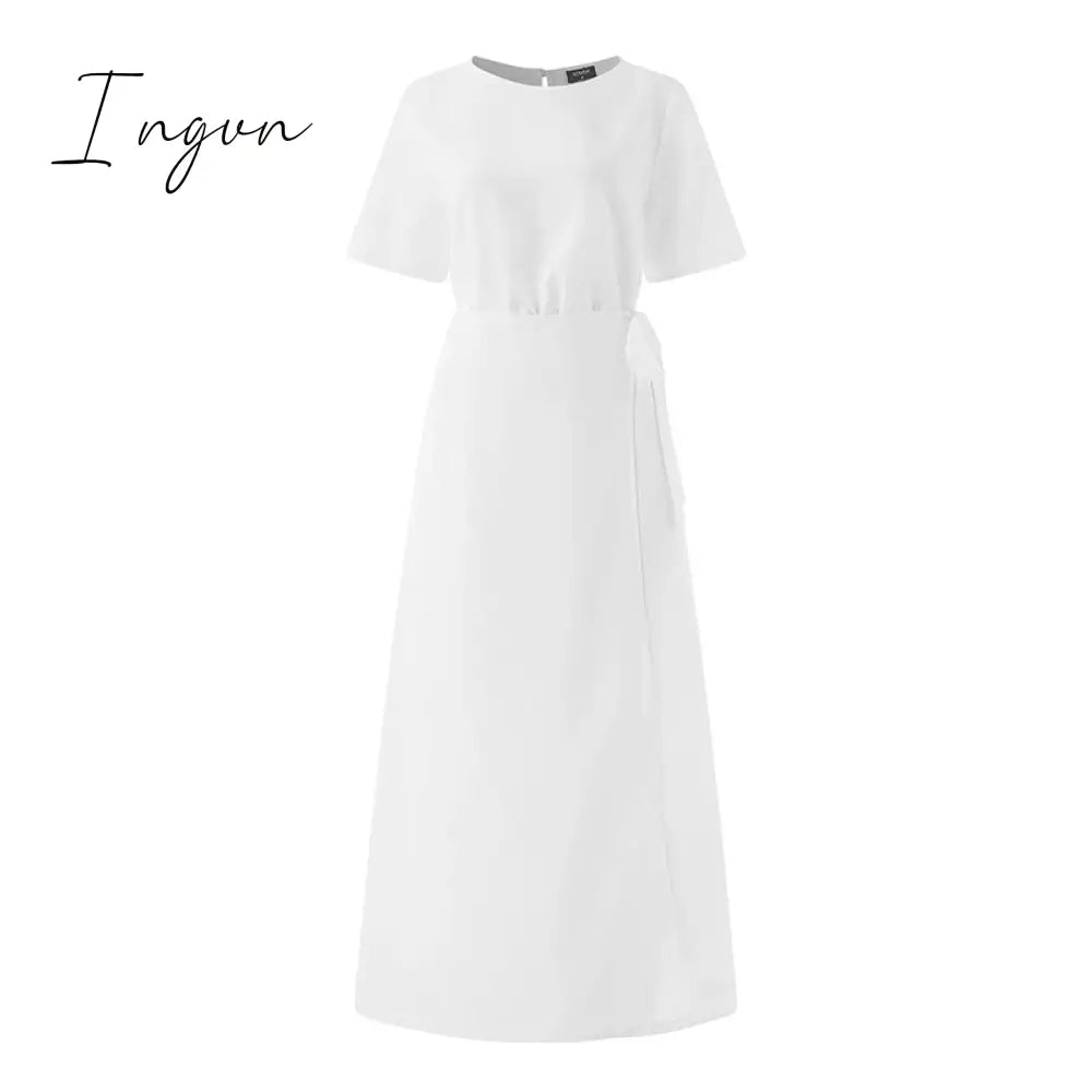 Ingvn - Sexy Sleeveless Summer Dress Sexy Ruffle Maxi Long Dress With Belt Women Bohemian Sundress Party Vestido Autumn Robe
