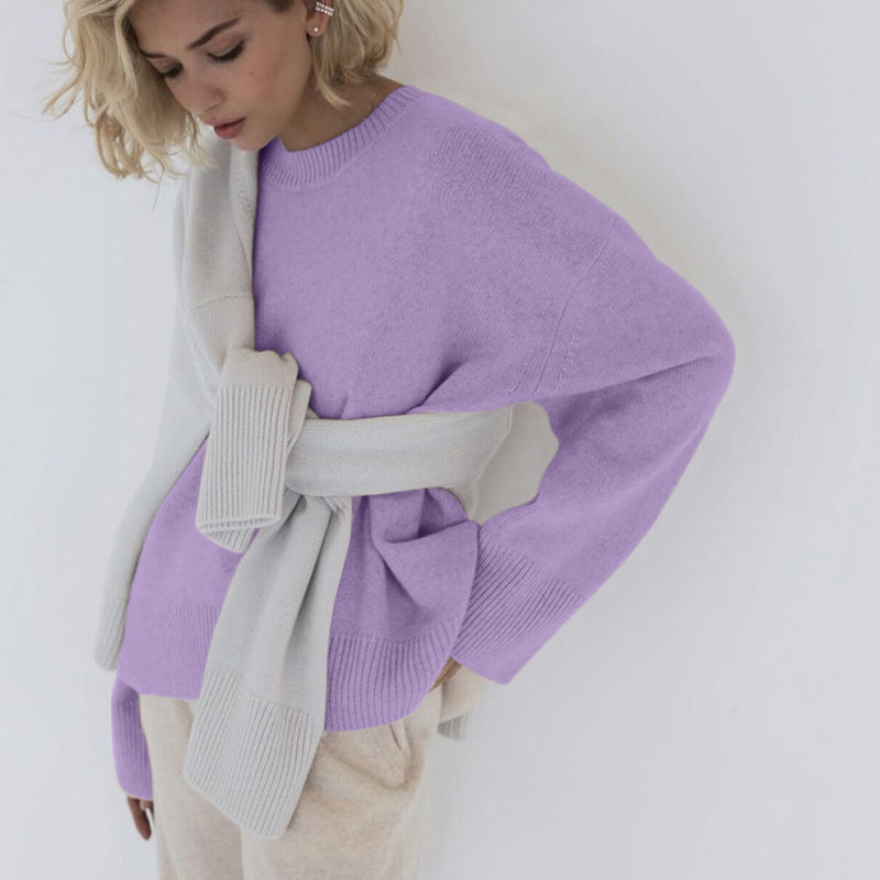 Cashmere Elegant Women Sweater Oversized Knitted Basic Pullovers O Neck Loose Soft Female Knitwear Jumper