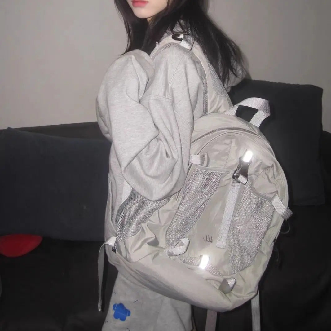 INGVN  Streetwear Vintage Fashion Backpacks Casual Trendy Y2k Aesthetic Students Schoolbags Japanese Women Grunge All Match Rucksacks
