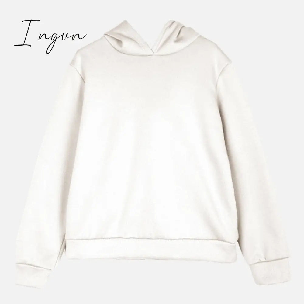 Ingvn - Women Elegant Solid Sets For Women Warm Hoodie Sweatshirts And Long Pant Fashion Two Piece Sets Ladies Lace Up Sweatshirt Suits