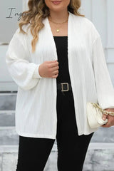 Ingvn - Casual Solid Cardigan Plus Size Overcoat