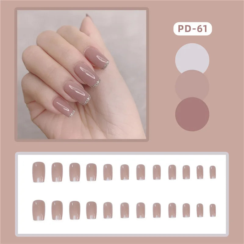 24pcs Lemon Short Wear Tips Nail False Patch Press on Nails Supplies for Professionals Artifical Fake Nails Faux Ongles Uñas