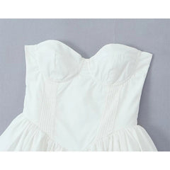 Summer White Mini Strapless Dress Sexy Elegant Fit and Flare Birthday Party Dresses Low Waist Cotton Women's Clothing