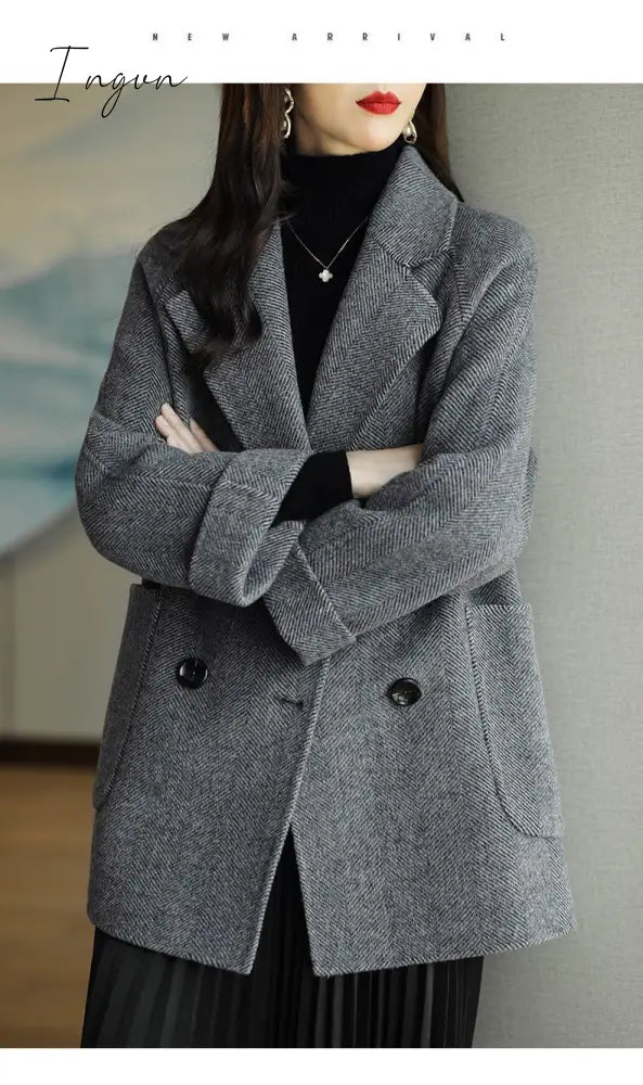 Ingvn - Autumn And Winter New Fashion Women's Jacket Loose Leisure All-Match Western Style High-End Woolen Female Coat