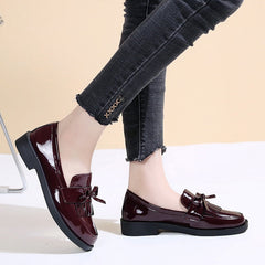 Rimocy Black Patent Leather Women's Loafers Platform Slip on Shoes for Women Spring British Tassel Casual Flats Shoes Woman