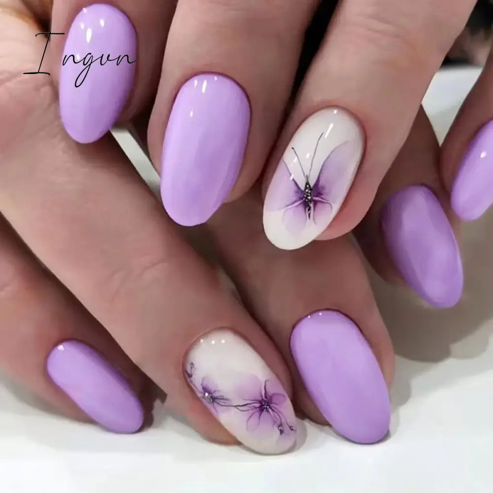 24Pcs Purple Y2K Press on Nails Star Diamond Designs Full Cover Fake Nails Long Coffin Acrylic False Nails for Women 2023 New