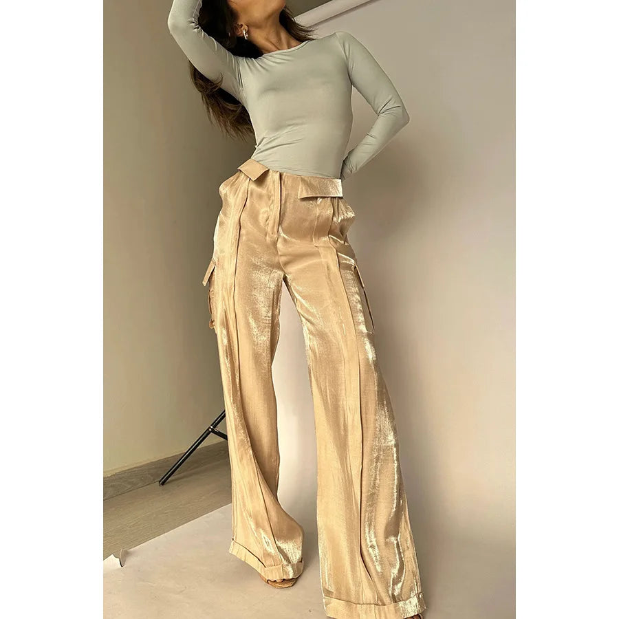 Ingvn  Women Baggy Pants Streetwear y2k Low Rise Cargo Pants  Fashion Night Club Party Holiday Long Trousers Korean Style