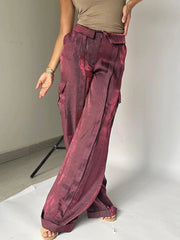 Ingvn  Women Baggy Pants Streetwear y2k Low Rise Cargo Pants  Fashion Night Club Party Holiday Long Trousers Korean Style