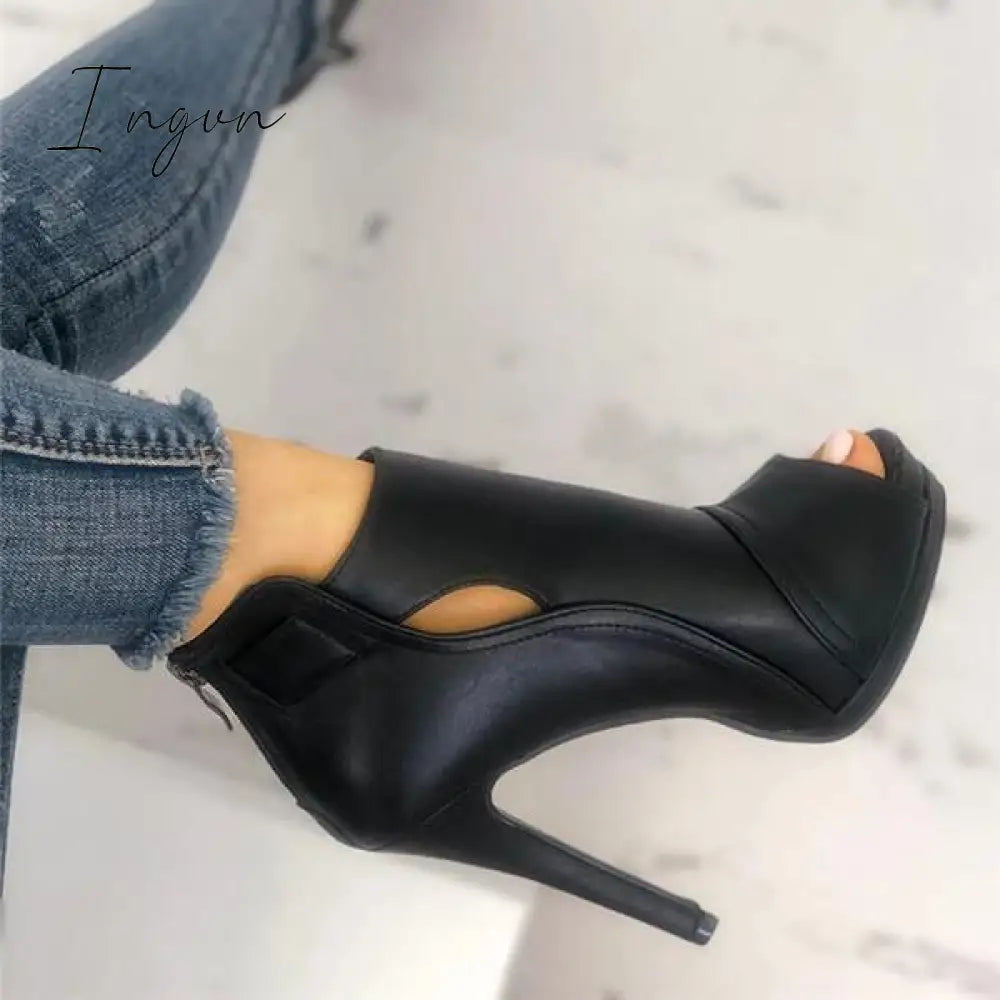 Ingvn - Fashion Peep Toe Cutout Thin Heels Sandals