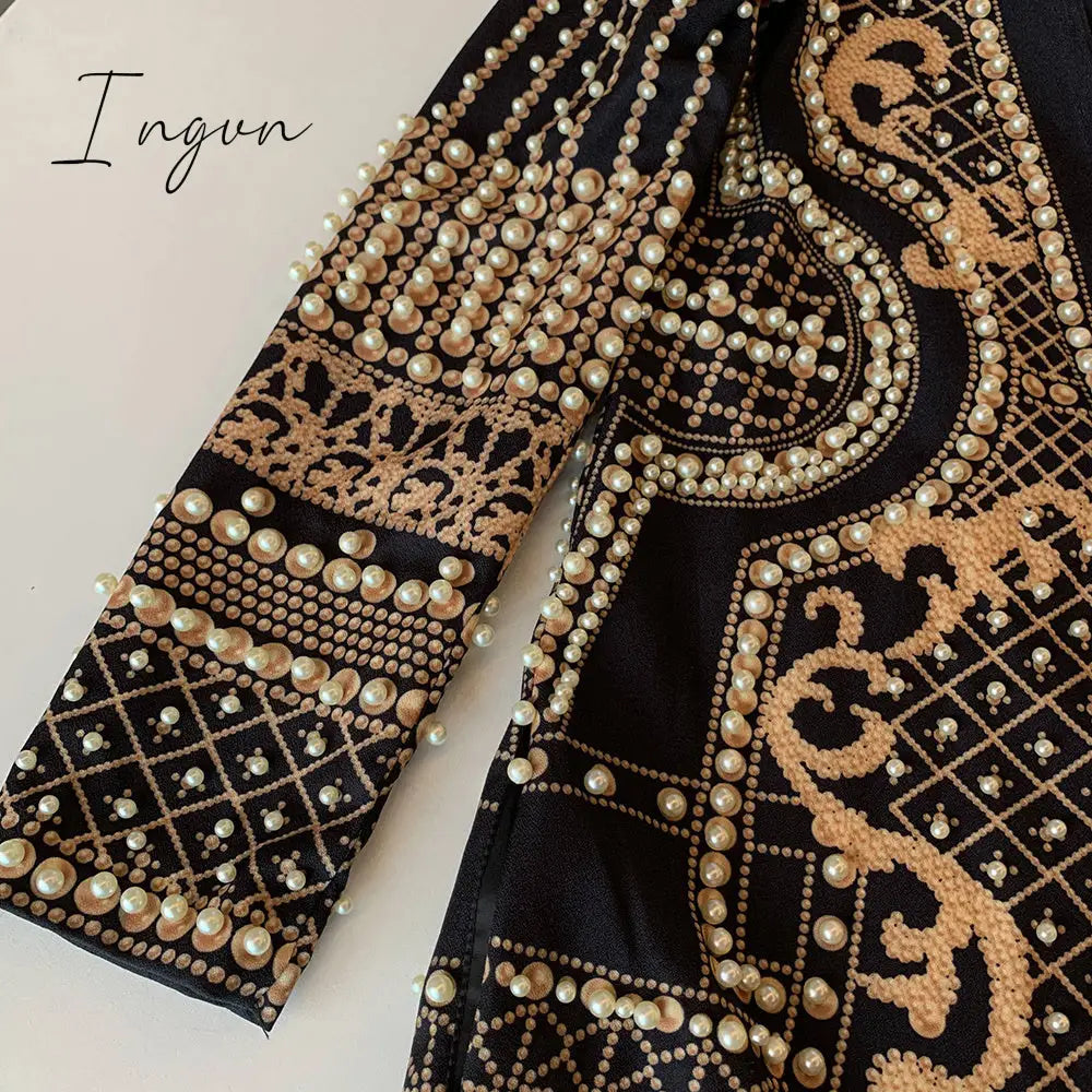 Ingvn - new Beaded Geometric Autumn Winter Long Sleeves V-Neck Vintage Ladies Outwear vintage fashion Overcoats