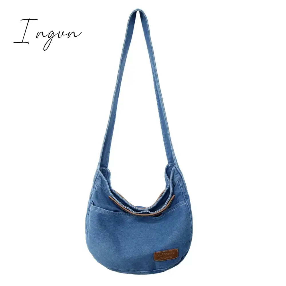 Ingvn - Denim Women's Bag 2024 New Eco Reusable Ladies Handbags Canvas Shopping Travel Shoulder Bags Unisex Jeans Crossbody Bag Shoppers