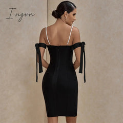 Ingvn - Bandage Dress summer women's Black Bodycon Dress Ladies purple white red Off Shoulder Sexy Club Party Dress evening Outfits