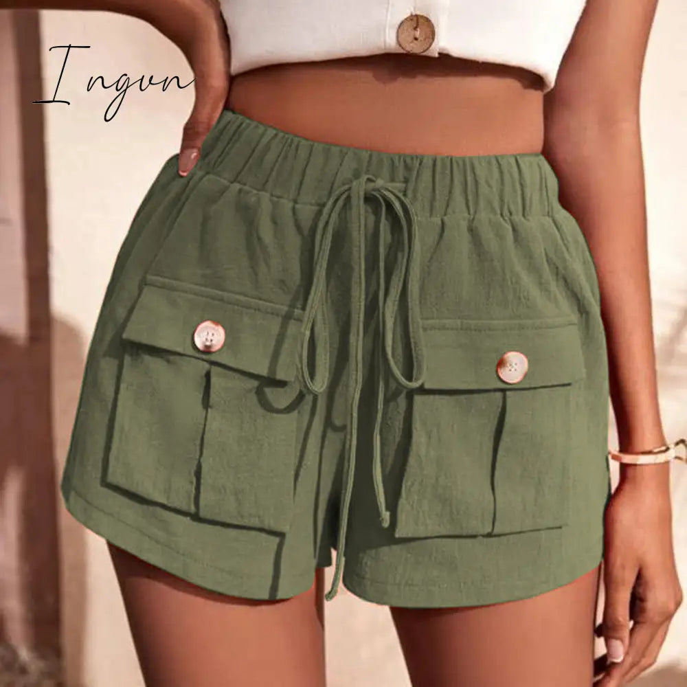 Ingvn - Tie Waist Cargo Shorts
