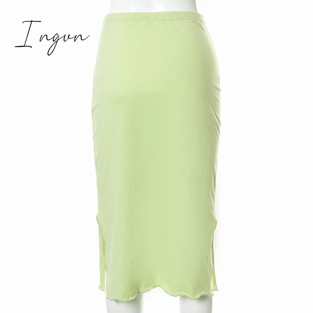 Ingvn - Autumn Fairy Grunge Long Tulle Skirts Women Kawaii Plaid Black Skirt Harajuku Low waisted Skirt Korean Fashion