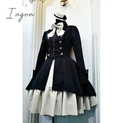 Ingvn - Trends high quality Medieval renaissance sweet lolita dress vintage falbala bowknot high waist victorian dress kawaii girl gothic lolita op loli cos