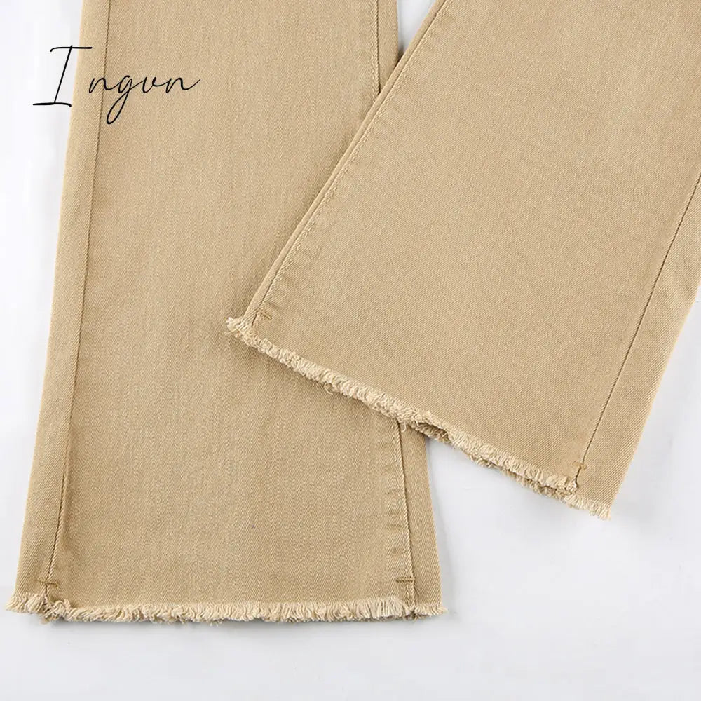 Ingvn - Women's jeans woman high waist Flared Jeans Khaki Black Brown Pants Women's pants for women clothing trouser Jean women trousers