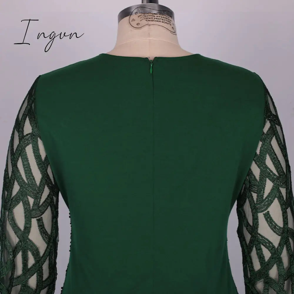 Ingvn - Party Dresses Plus Size Women's Summer Dress for Women Elegant Sequin Green Bodycon Dress Evening Wedding Outfits 4XL 5XL