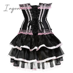 Ingvn - Women's Plus Size Corsets Halloween Country Bavarian Overbust Corset Corset Dresses Classic Retro Tummy Control Lace Stripe Waves Lace Up Nylon Polyester / Cotton Christmas Wedding Party / Bow