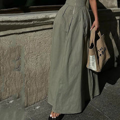 Pphmm 2000s fashion New Fashion Ladies Fashion Casual Sleeveless Solid Color Waist Dress
