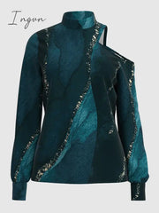 Ingvn - Fashion Women Print Cold Shoulder Top Casual Blouse Lady Casual Tops feminina blusa
