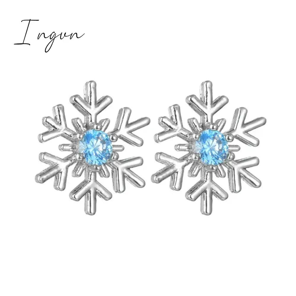 Crystal Zircon Snowflake Stud Earrings For Women Shiny Rhinestone Charm Earring Girls Christmas New Year Birthday Jewelry Gifts