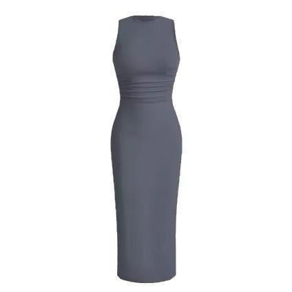 Spring and summer new plain color wrinkled waist vest skirt