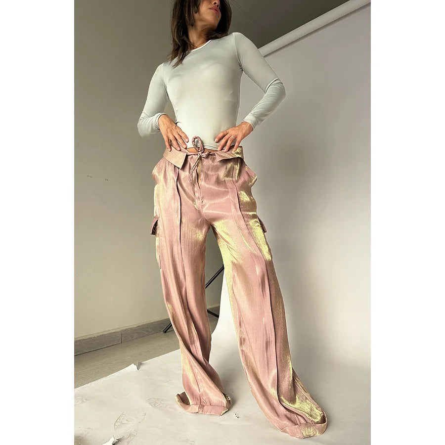 Ingvn  Women Baggy Pants Streetwear y2k Low Rise Cargo Pants  Fashion Night Club Party Holiday Long Trousers Korean Style