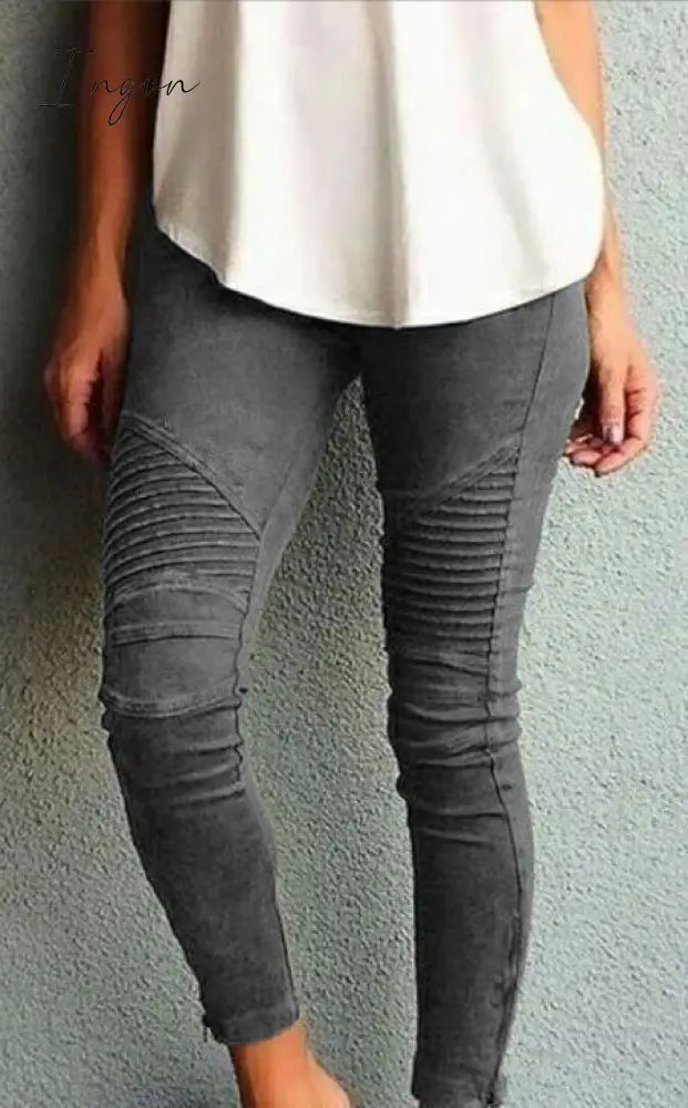 Ingvn - New Fashion Casual Solid Color Elastic Skinny Pants For Women