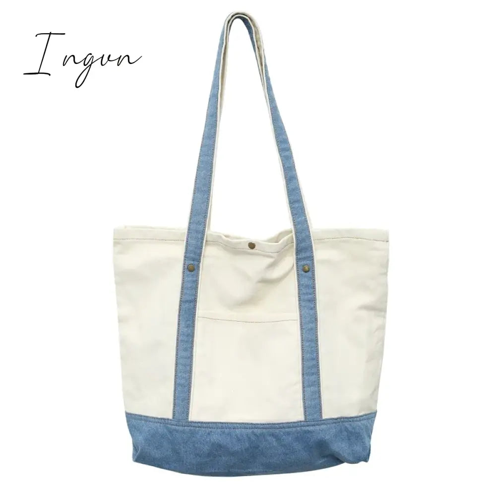 Ingvn - Denim Women's Bag 2024 New Eco Reusable Ladies Handbags Canvas Shopping Travel Shoulder Bags Unisex Jeans Crossbody Bag Shoppers