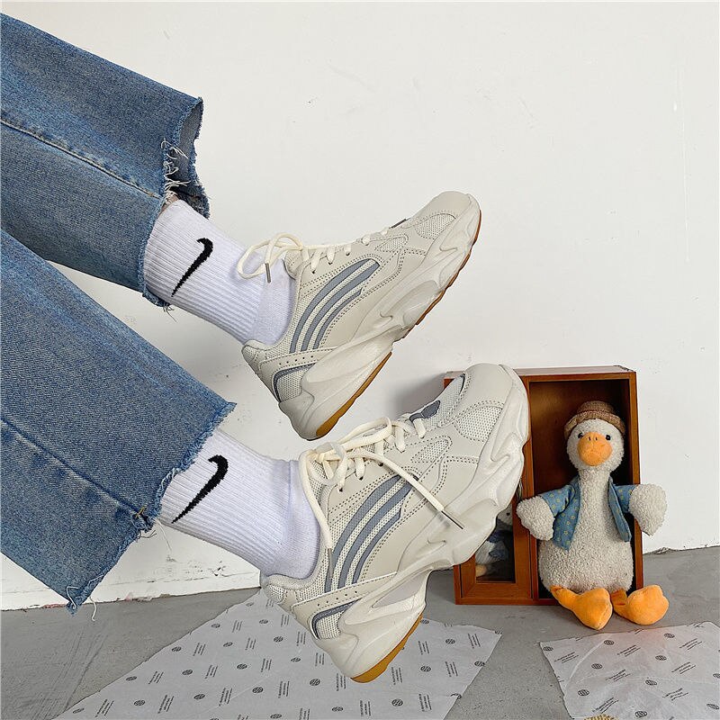 Pphmm Women Sneakers 41 Platform Chunky Fashion Casual Shoes 42 Reflective Comfortable Thick Sole Ladies White Flats Vulcanize Shoes