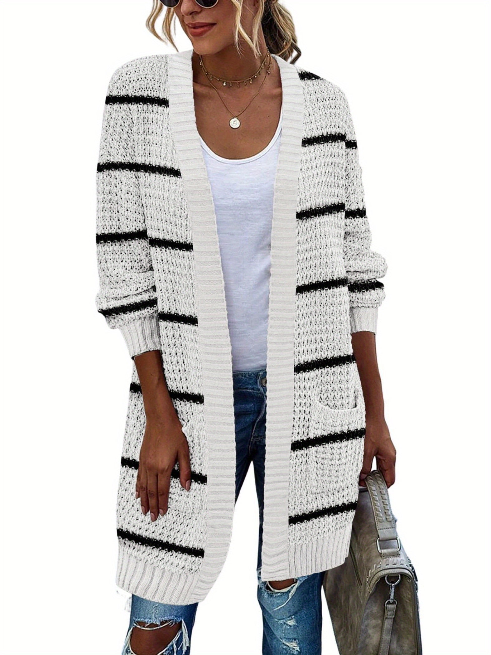 New Season Women's Oversized Lantern Sleeve Open Front Chunky Knit Fall Sweater Cardigan with Cozy Outwear Design