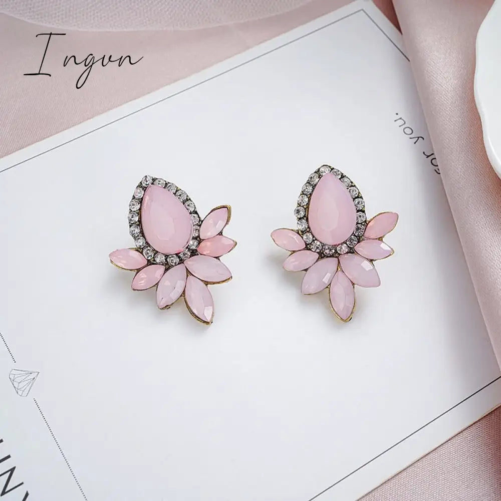 Ingvn - Korean Style Dangle Drop Earrings For Women Pink Color Arcylic Geometric Cute Pendant Earrings 2023 Trend Brincos Jewelry Gifts