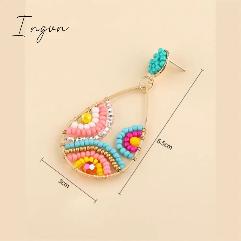 New Fashion Boho Colorful Bead Earrings for Women Exquisite Copper Needle Earrings Sweet Niche Design Party Jewelry Gifts