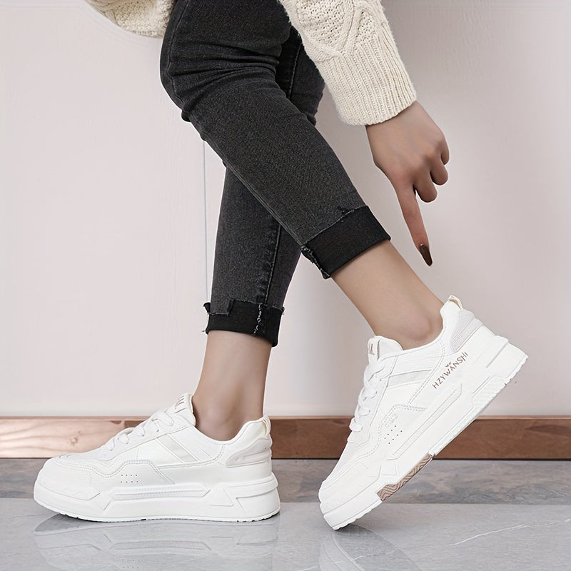 Women's Casual Platform Sneakers, Versatile Lace Up Outdoor Shoes, Comfortable Low Top Skate Shoes plus size