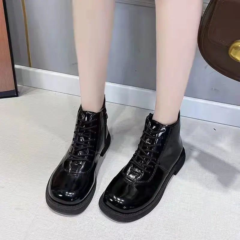 Ingvn  Female Ankle Boots Waterproof Booties Elegant with Low Heels Footwear Round Toe Short Shoes for Women Work Y2k Autumn Trend