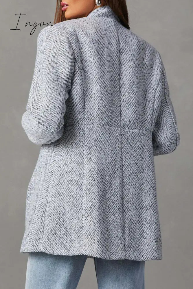 Ingvn - Casual Simplicity Solid Pocket V Neck Outerwear